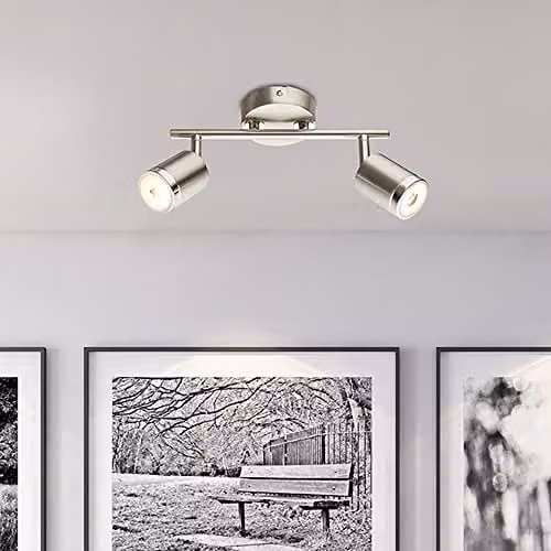 Globo Lighting Comore Twin LED Ceiling Spotlight in Silver and Grey – 2