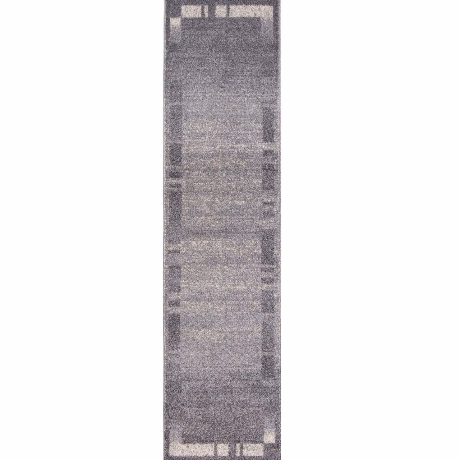 THE RUGS Efes Collection Modern Bordered Grey Area Rug, W: 60 cm, L: 240 cm – 3