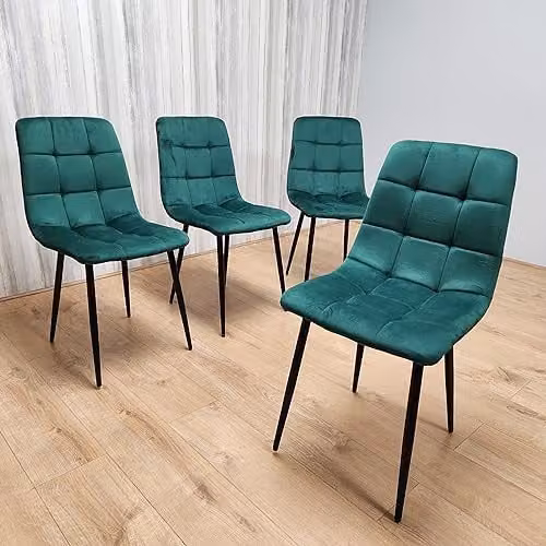 Kosy Koala Set of 4 Green Velvet Tufted Dining Chairs with Soft Padded Seats – 1