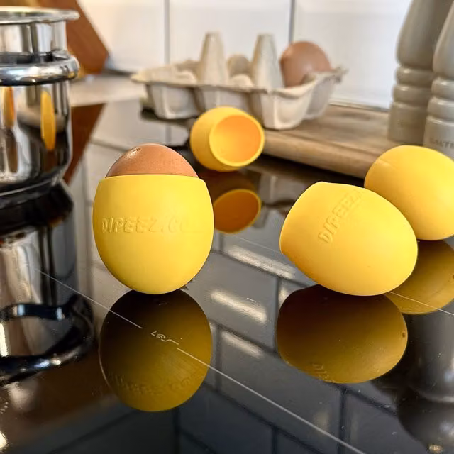 Dipeez Round Silicone Egg Sleeve in Yellow, Pack of 2