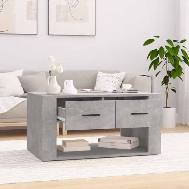 Berkfield Home Decorative Coffee Table in Concrete Grey, W/D/H: 80 x 50 x 40 cm