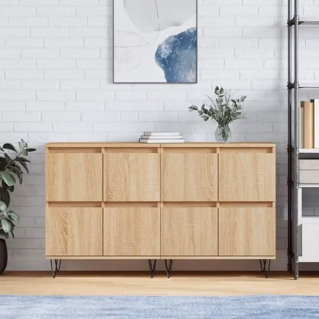 Berkfield Home Set of 2 Sonoma Oak Sideboards in Brown