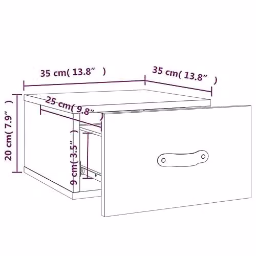 vidaXL Wall-mounted Bedside Cabinet in Grey Sonoma, W/D/H: 35 x 35 x 20 cm – 2