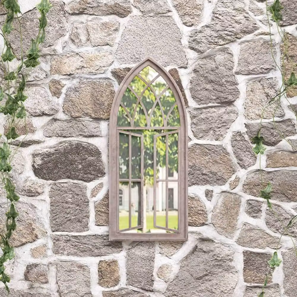 Berkfield Home Decorative Garden Mirror in Sand Beige, W/H: 70 x 30 cm – 2