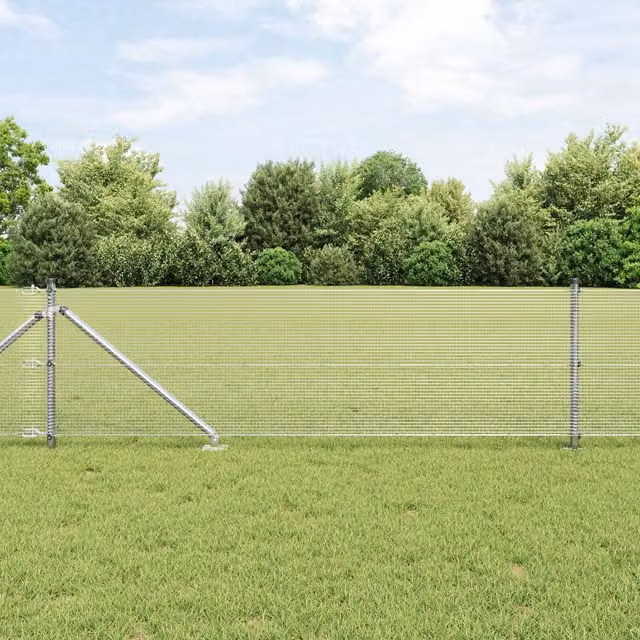 Berkfield Home Set of 2 Galvanised Steel Fence Posts in Silver – 1