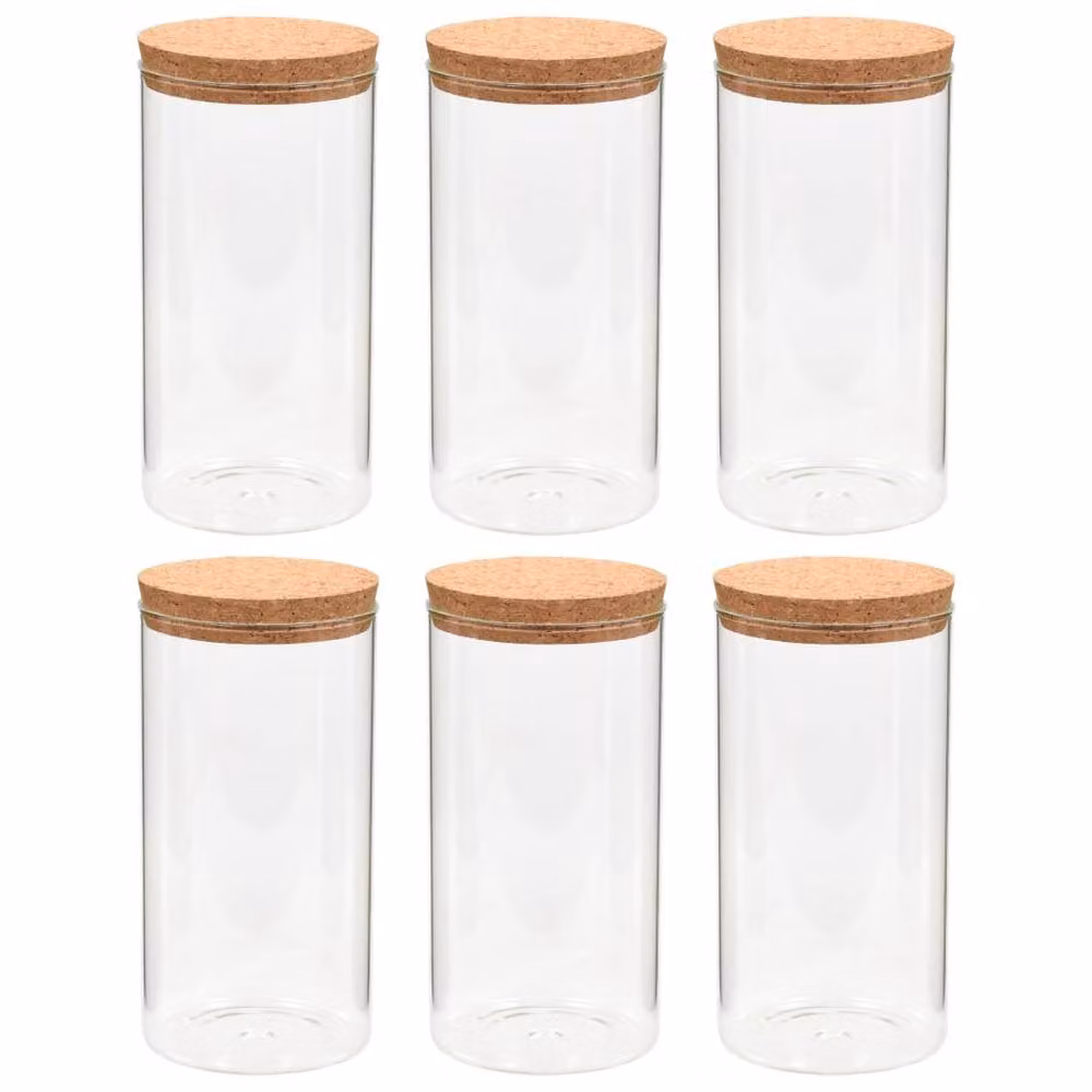 Berkfield Home Storage Glass Jars with Leakproof Cork Lids, 6 Pack, 1400 ml, Clear – 2