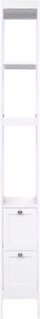SPOT ON DEALZ White Bathroom Tallboy Storage Cabinet with 2 Hinged Doors and 3 Internal Shelves, H 160 cm x W 30 cm x D 20 cm
