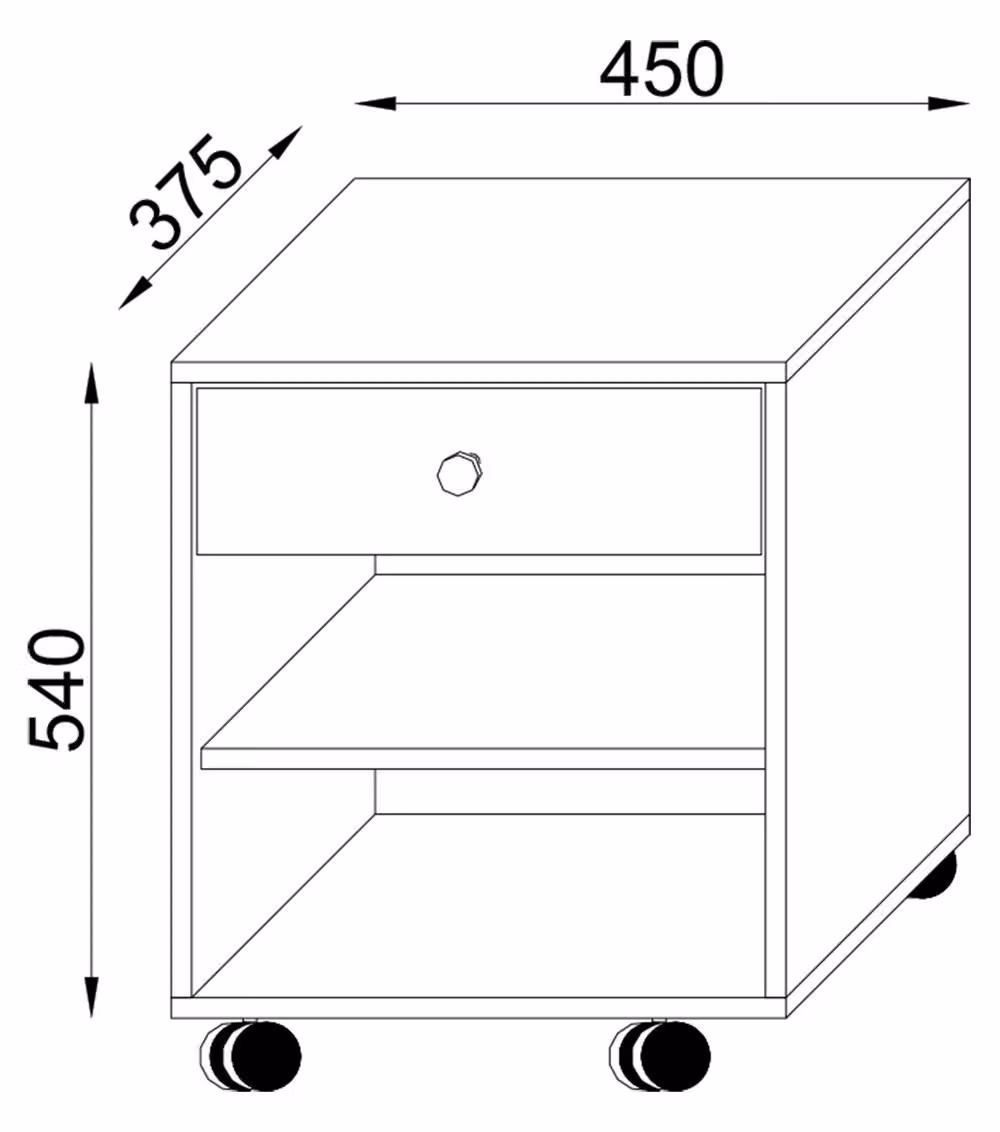VCM Wooden Bedside Table in Sand with Rolda Drawer Rollers – 3