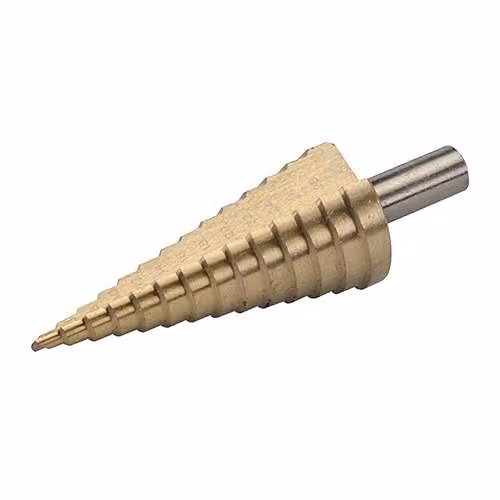 Loops Titanium Coated HSS Stepped Drill Bit, 4-30mm, Gold/Multicolour