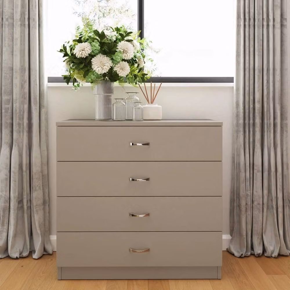 ERGOVEXA 4 Drawer Chest of Drawers in Matt Taupe with Curved Handles – 2