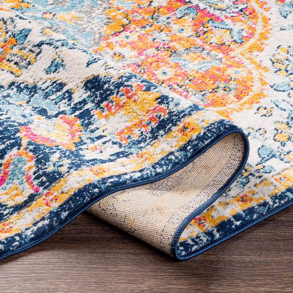 Livabliss Floransa Vintage Boho Traditional Living and Dining Room Rug in Orange, Blue, Pink and Cream, W: 80 cm, L: 220 cm – 2
