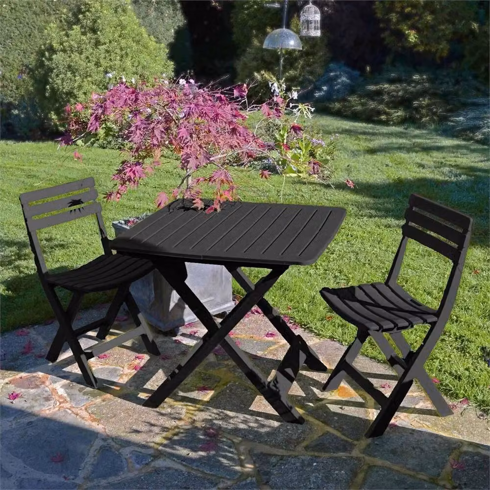 Idooka 3-Piece Anthracite Grey Modern Garden Bistro Set – 2