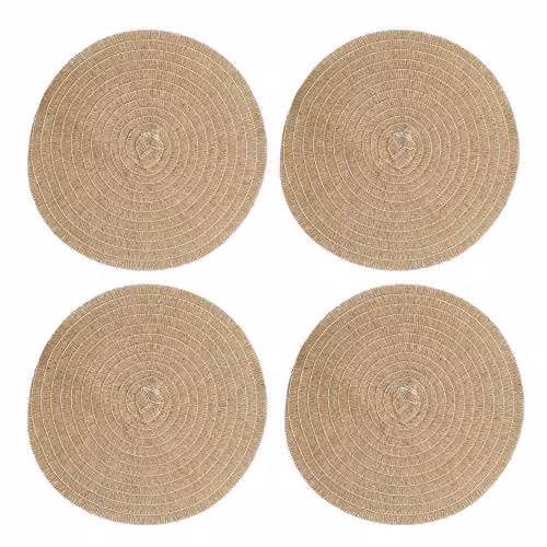 Creative Tops Set of 4 Round Jute Placemats in Beige and Brown, Diameter: 41 cm – 1