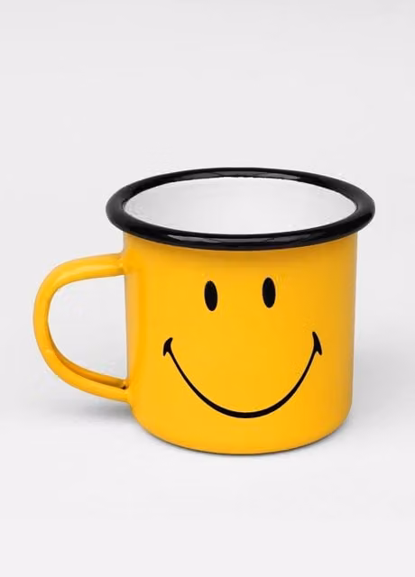 Suck UK Smiley Enamel Mug in Yellow, 350 ml – 1
