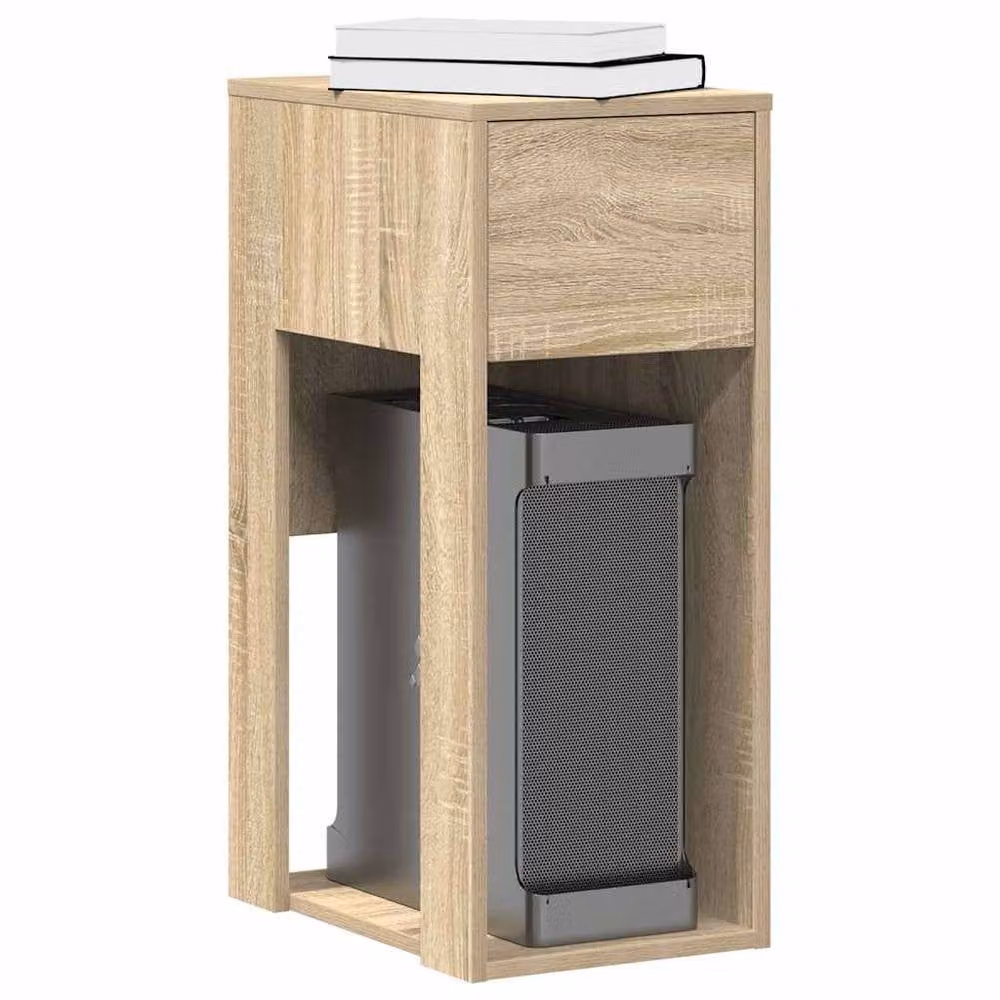 Berkfield Home Durable Computer Tower Stand with Drawer in Sonoma Oak Light Brown, W/D/H: 30 x 44 x 74 cm – 2