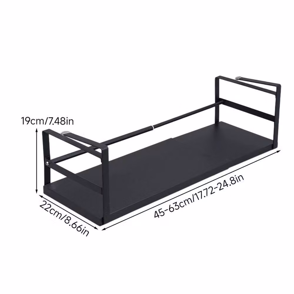 FORGEVIO Expandable Metal Under Shelf Storage Basket, Black, W: 45-63 cm, D: 22 cm, H: 19 cm – 2