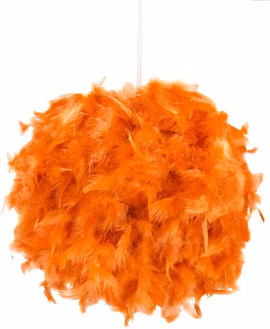 Happy Homewares Modern Genuine Feather Decorated Pendant Light Shade in Orange, Diameter: 25.4 cm – 1