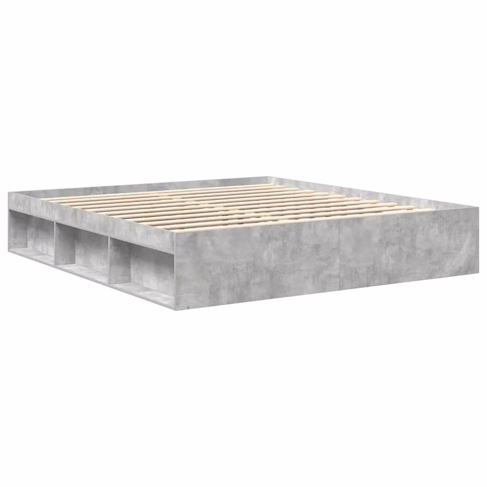 Berkfield Home Modern Bed Frame in Concrete Grey, W/D/H: 200 x 200 x 35 cm – 2