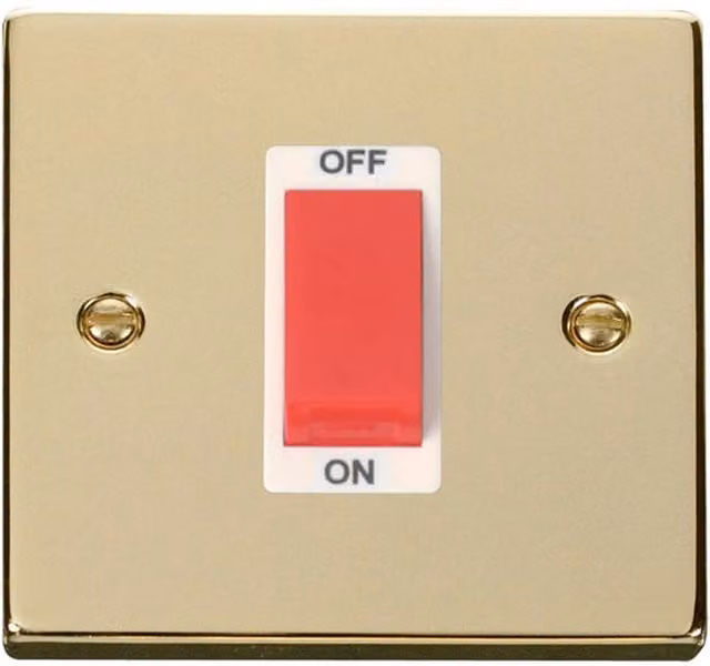 SE HOME Polished Brass and White 1 Gang Switch