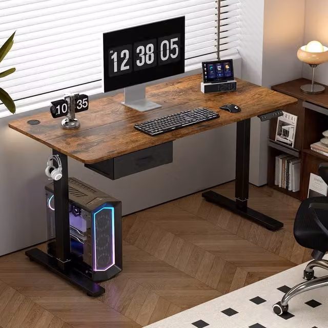 MCC Direct Electric Height Adjustable Standing and Sitting Computer Desk in Walnut