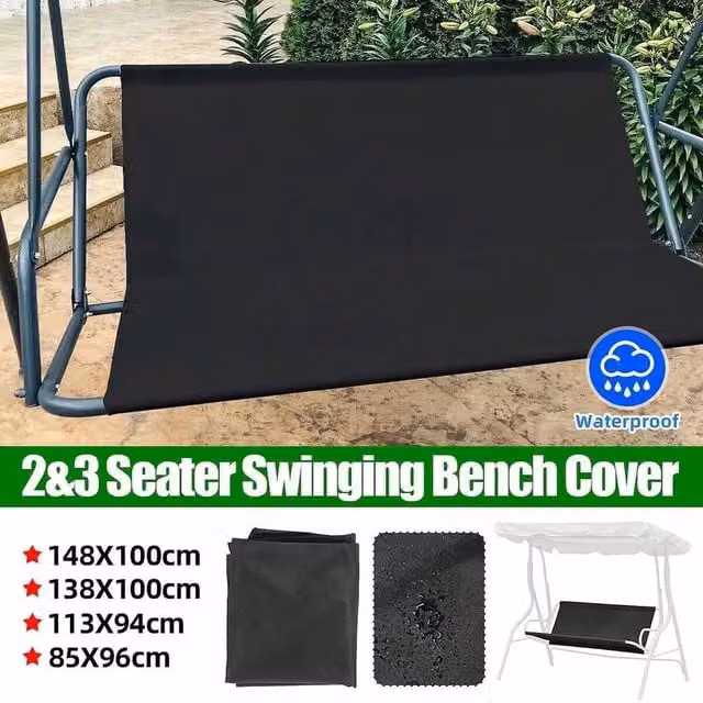 NESTLUNE Black 2-Seat Swing Bench Cover, W: 100 cm, D: 15 cm – 1