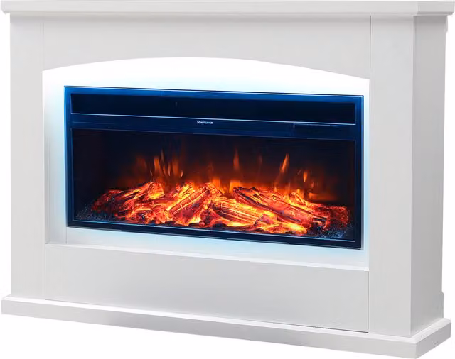 Lifeideas Recessed Electric Fireplace in White with 7 Backlight Colours, 34 inch