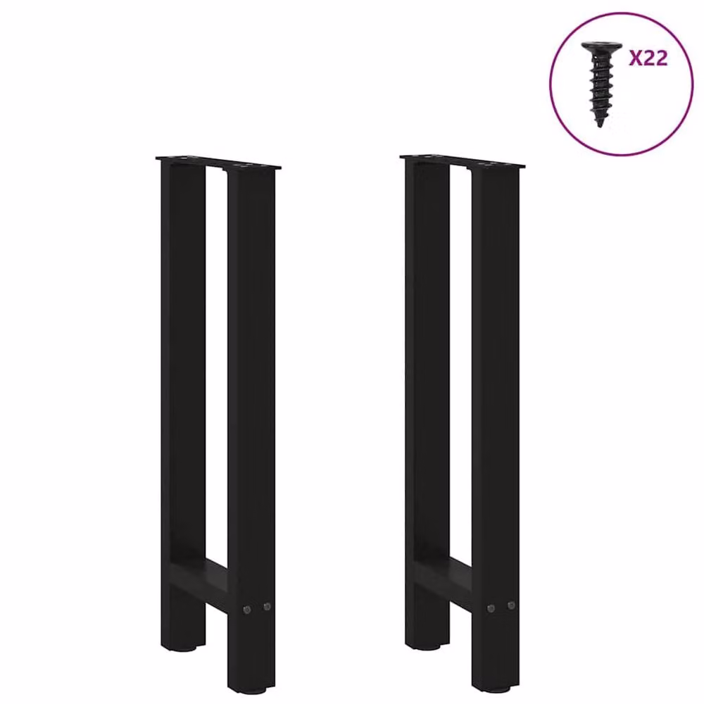 Berkfield Home Modern Black Steel Coffee Table Legs, 2 Pieces, W/D/H: 38 x 38 x 73 cm – 2