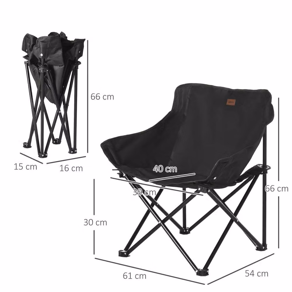 STILVORA Folding Camping Chair with Carry Bag in Black – 2