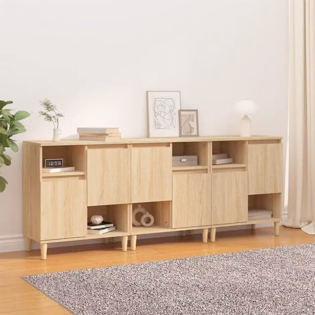 Berkfield Home Set of 3 Sonoma Oak Sideboards in Brown, W/D/H: 60 x 35 x 70 cm – 1