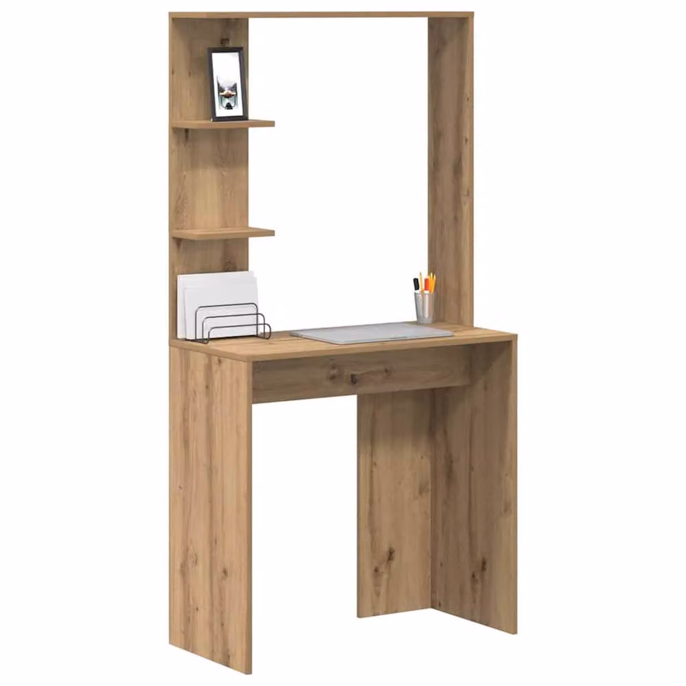 Berkfield Home Artisan Oak Writing Desk in Brown Engineered Wood – 3