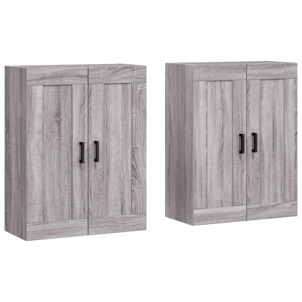 Berkfield Home Set of 2 Wall Mounted Cabinets in Grey Sonoma Matt MDF – 1