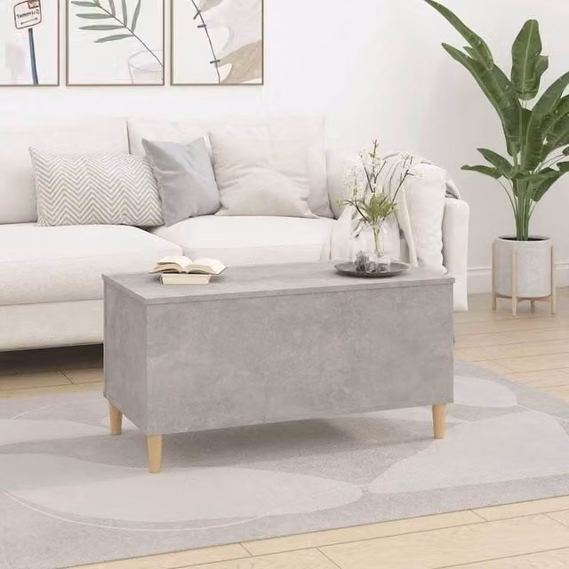 Berkfield Home Modern Rectangular Coffee Table in Grey with Lift Mechanism, W/D/H: 90 x 44.5 x 45 cm – 1