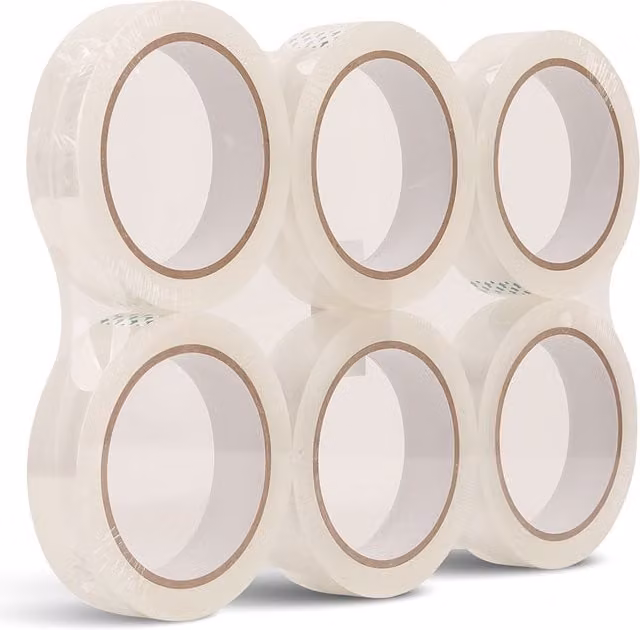 Neel Blue Transparent BOPP Packing Tape, 6-Pack of Adhesive Rolls, Width: 24 mm, Length: 66 m