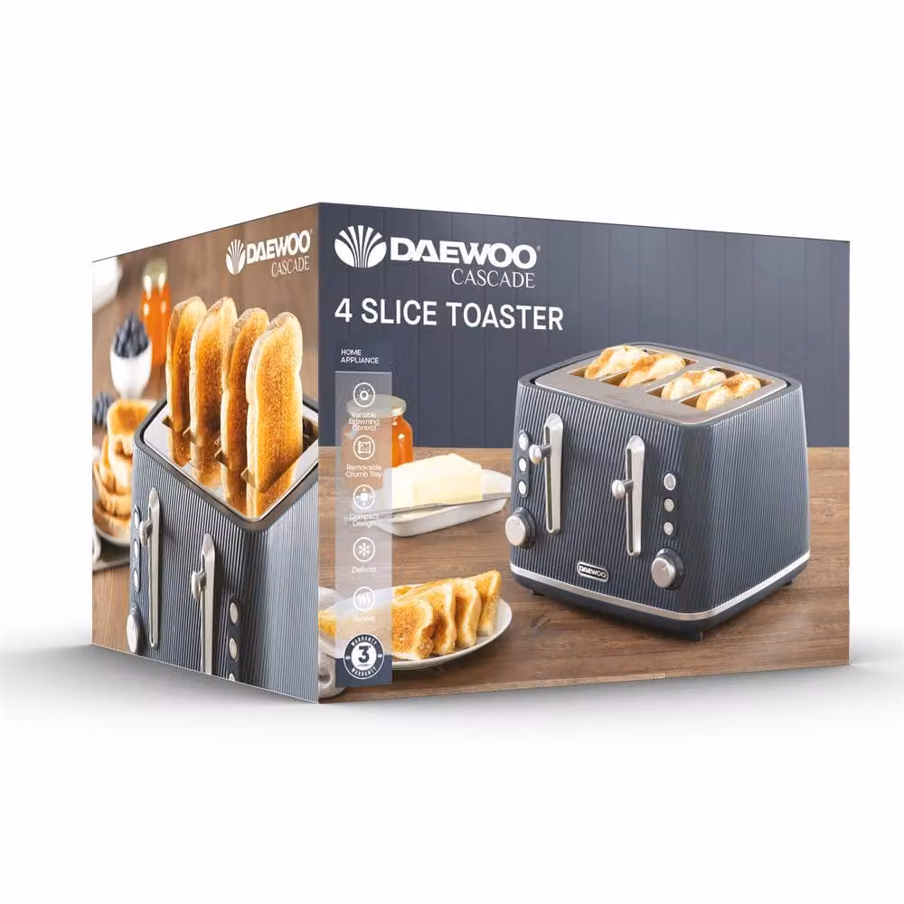 Daewoo Cascade 4-Slice Toaster with Ridge Textured Finish in Navy Blue – 3