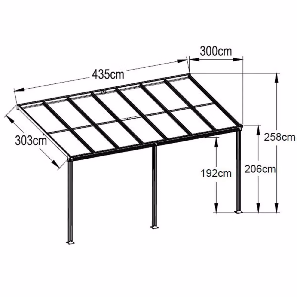 Primrose Living Anthracite Veranda Garden Canopy in Dark Grey, W/D/H: 434 x 303 x 258 cm – 4
