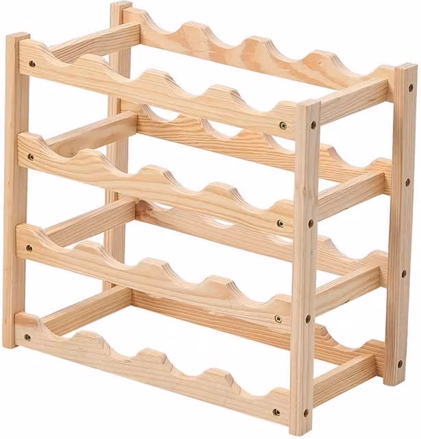 Livingandhome 4-Tier Bamboo Wood Ladder Wine Rack in Natural Brown