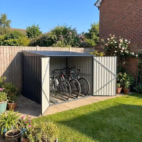 Nicoman Anthracite Grey Metal Steel Pent Bike Storage Shed with Double Doors, H 201.0 x W 160.0 x D 196.0 cm – 2