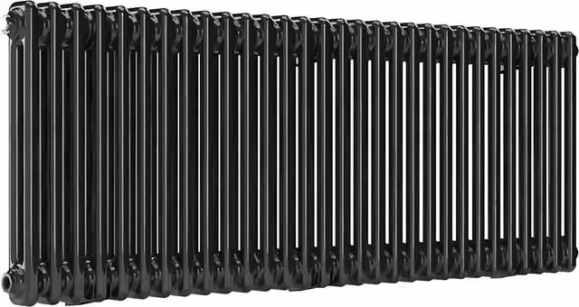 Lux Heat Horizontal 2 Column Steel Radiator in Black Nickel Lacquer, W: 137.0 cm, H: 50.0 cm