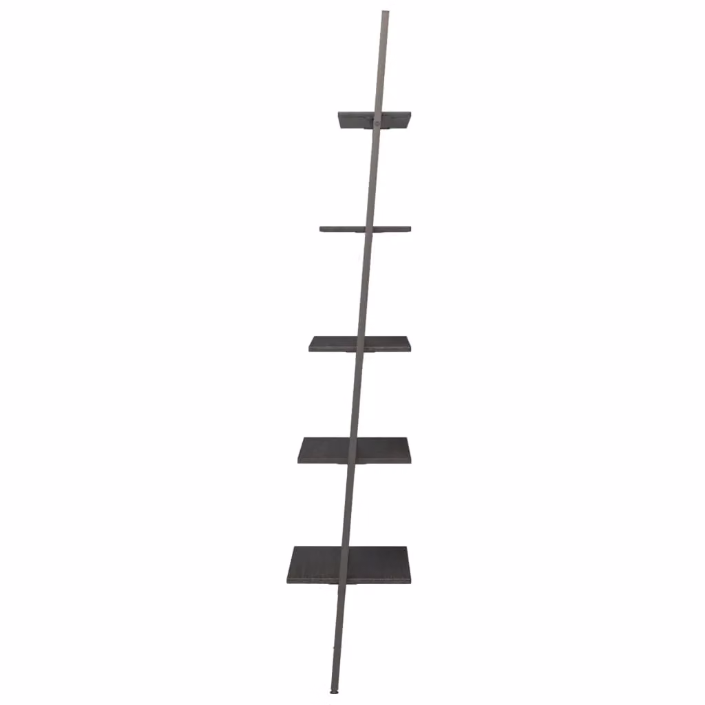 Berkfield Home 5-Tier Black Metal Leaning Ladder Shelf, W: 64 cm, D: 34 cm, H: 185.5 cm – 2