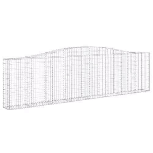 vidaXL Arched Gabion Baskets, 10 Pieces, Galvanised Steel, Silver, W/D/H: 400 x 30 x 120 cm – 1
