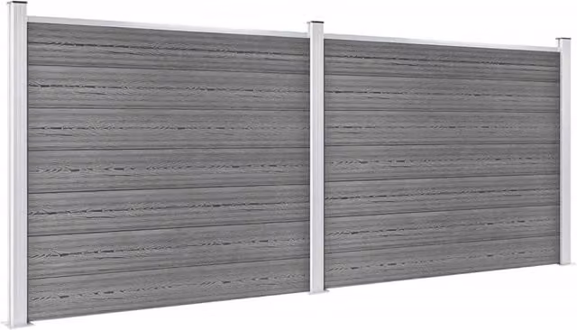 Berkfield Home WPC Fence Panel Set in Grey, W: 353 cm, H: 146 cm