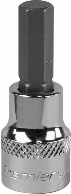 Loops 8mm Forged Hex Socket Bit, 3/8 inch Square Drive, Chrome Vanadium Silver