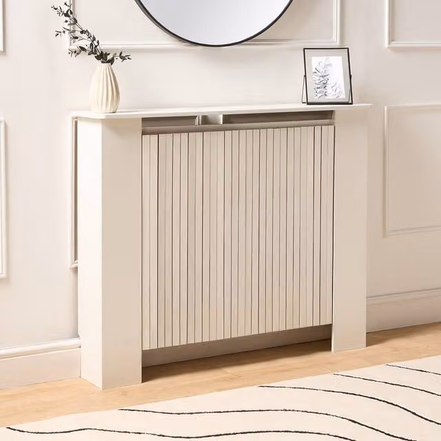 OHS Ribbed Medium Radiator Cover in White Matt MDF, W/D/H: 102 x 19 x 82 cm