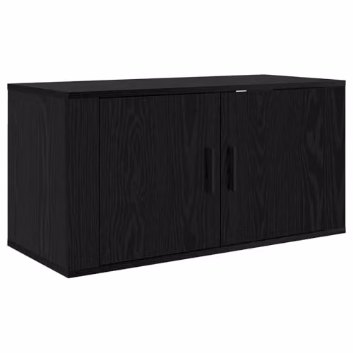 vidaXL Modern Wall-mounted TV Cabinet Set of 2 in Black Matt Engineered Wood – 2