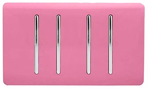Trendi 4 Gang Pink Rocker Light Switch with 1x 2 Way and 3x Intermediate Switches – 1