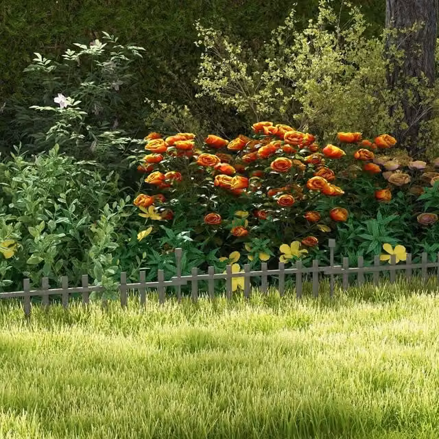 EONLION Glazed Wood Decorative Garden Fencing in Grey, Height: 100 cm