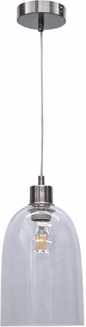 First Choice Lighting Dallas Satin Nickel Pendant Light with Clear Domed Glass in Silver – 1