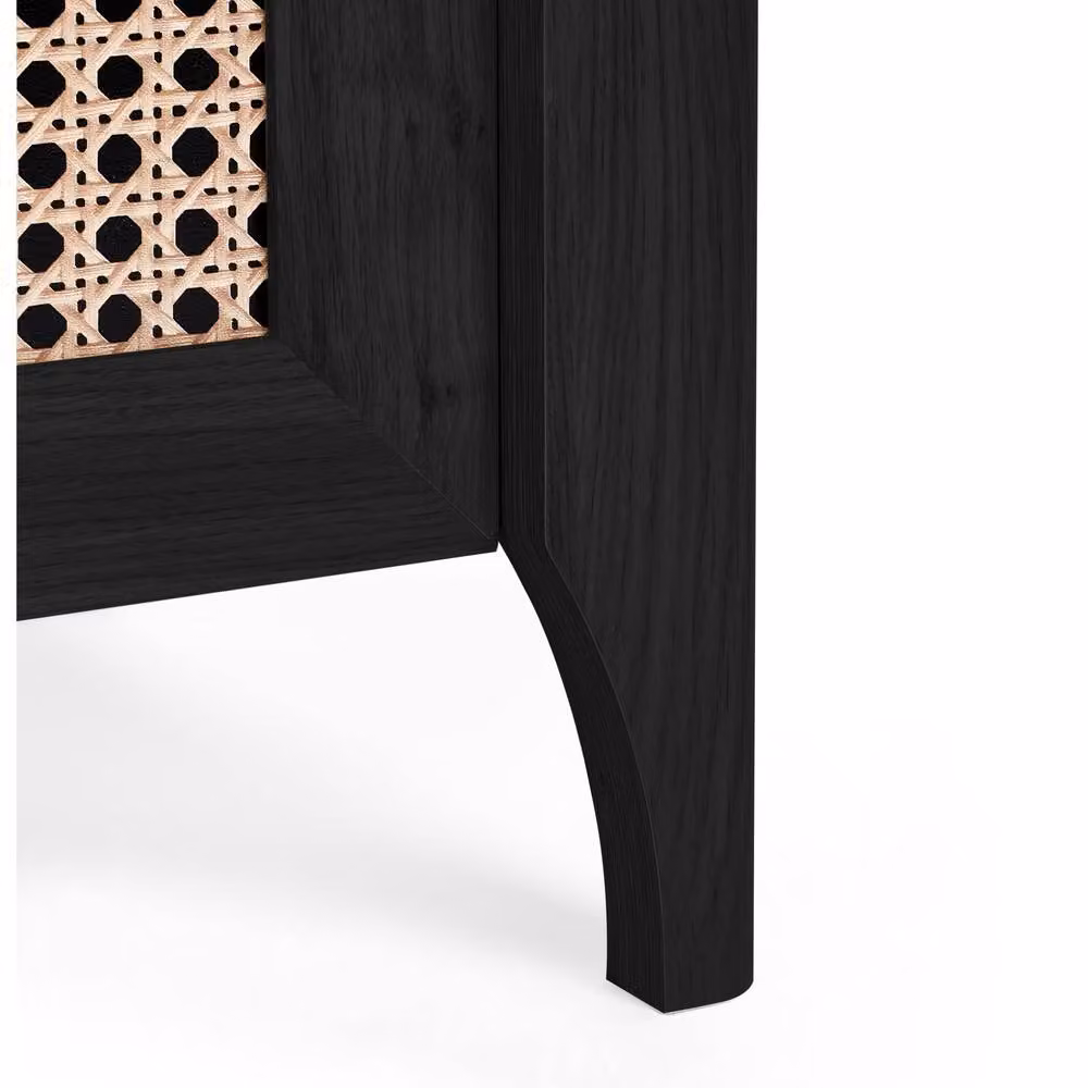 Cheshire Premium Pacifica 5 Drawer Chest in Black with Rattan Detail – 4