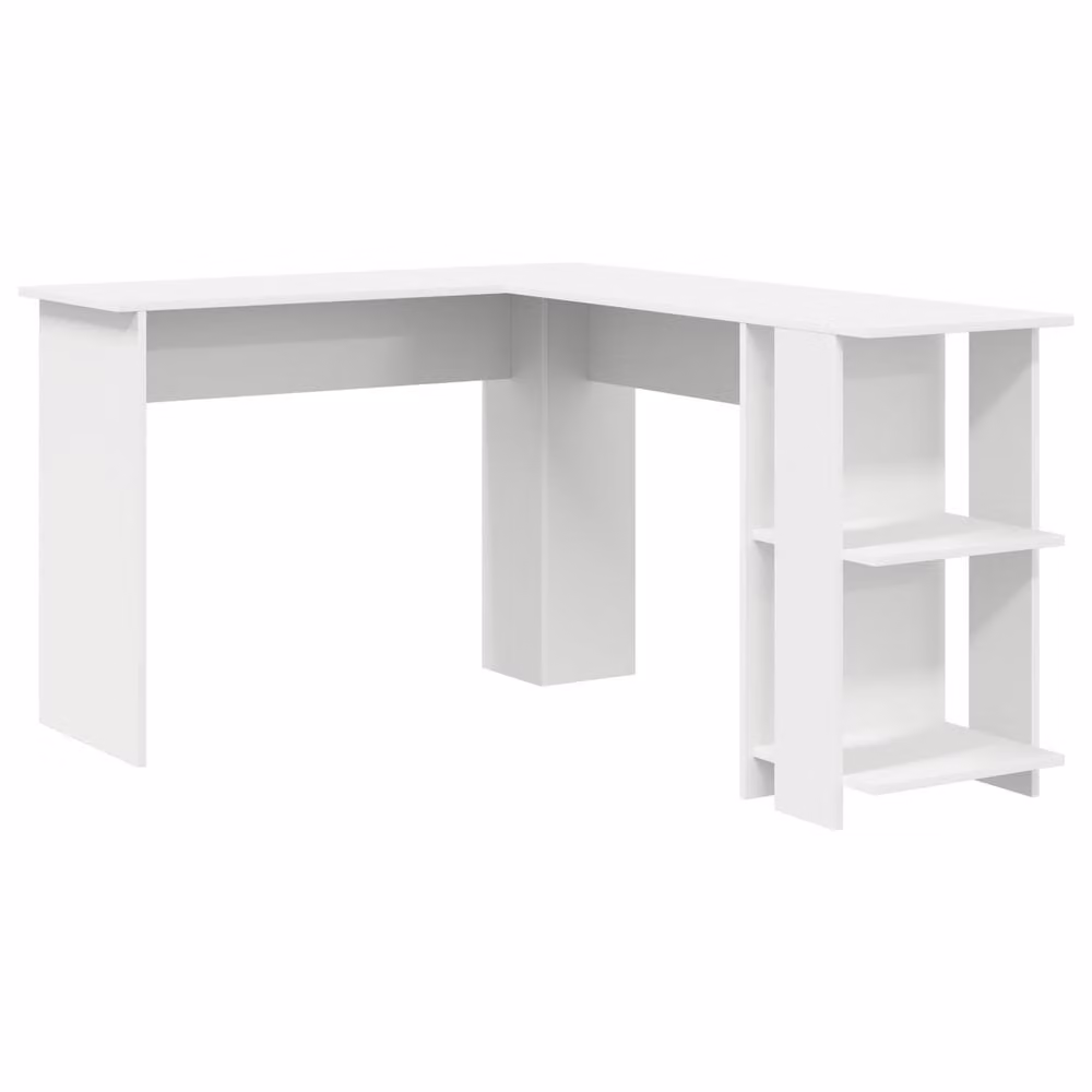 Berkfield Home Corner Desk with Storage in White, W: 140 cm, D: 113.5 cm, H: 75 cm – 2