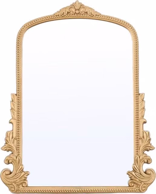 Livingandhome Classic Rectangular Carved Frame Tabletop Decorative Mirror in Gold